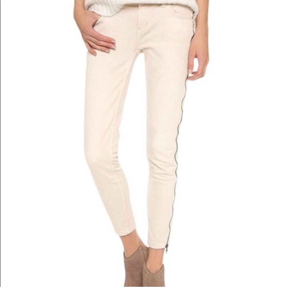 FREE PEOPLE Levon Zipper Off White Jeans Size 27